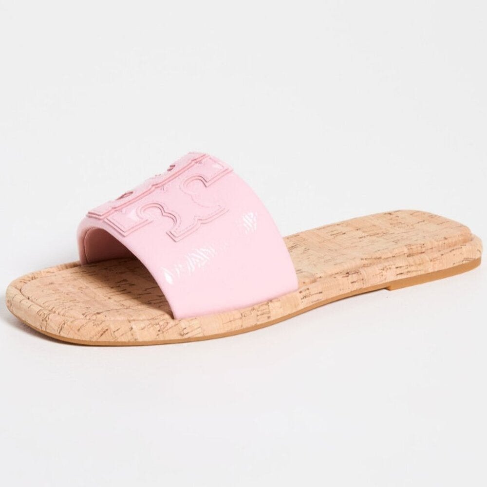 NIB Tory Burch Double T Sport Slide Leather Sandal Petunia Pink 8 8.5 9 9.5 10.5
